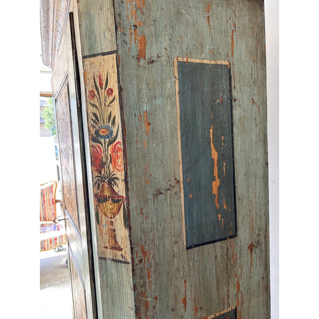 Robin's Egg Blue 1805 Armoire Tyrolean Alpine Folk Schrank For Sale - Image 8 of 17