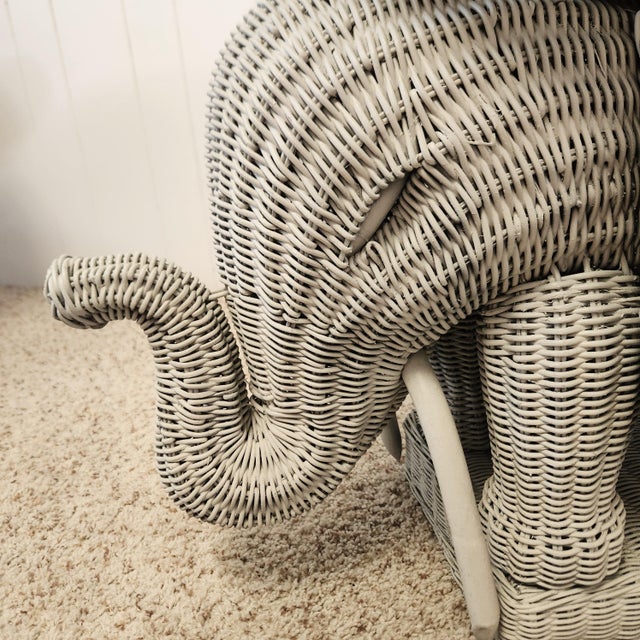1970s Grey Wicker Elephant Tray Table Like Mario Lopez Torres 1970s For Sale - Image 5 of 13