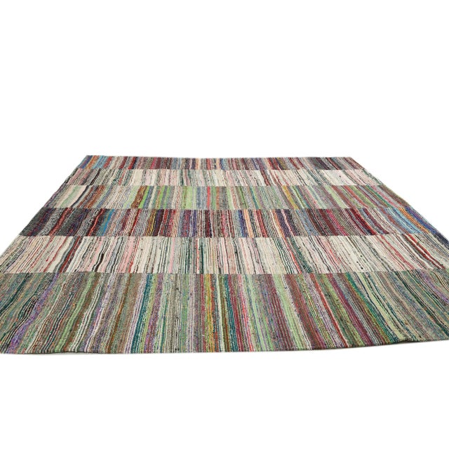 Mid 20th Century Large Vintage Turkish Rag Rug For Sale - Image 4 of 7