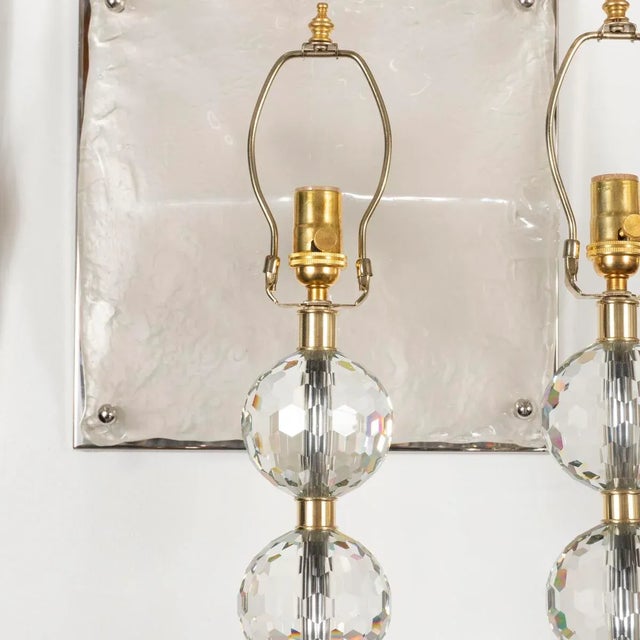 Vintage Pair of Faceted Sphere Table Lamps For Sale In New York - Image 6 of 9