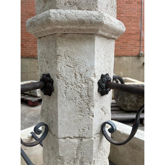Pernes French Limestone 4-Spout Center Fountain With Shaped Basin Walls For Sale - Image 10 of 16
