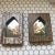 A pair of vintage Indian archway mirrors with distressed painted teak frames. Purchased in India. Small mirror, 6.5"L x...
