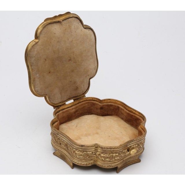 Metal 19thC Volliers French Gold Bronze Enamel Jewelry Box For Sale - Image 7 of 8
