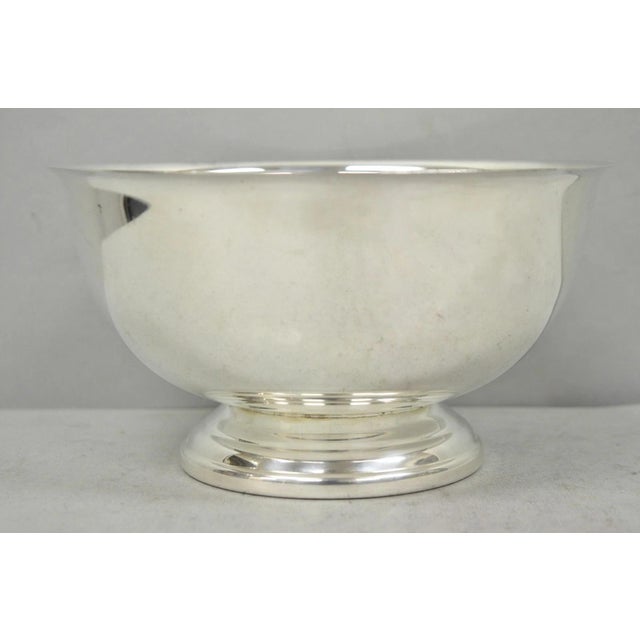 Vintage Mid Century Modern Towle Silver Plated 8.5" Round Footed Serving Bowl For Sale - Image 10 of 11