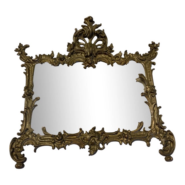 1970s Art Nouveau Metal Vanity Mirror For Sale