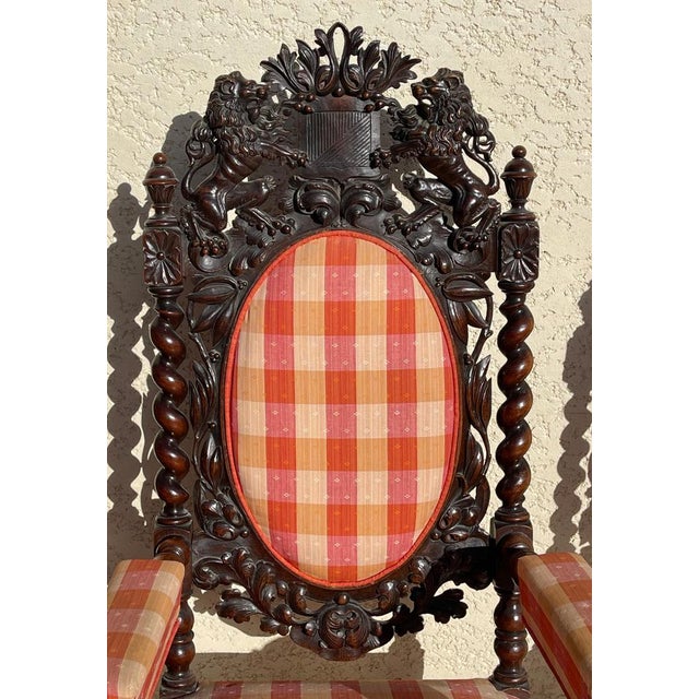 Very beautiful pair of Armchairs and ils 2 Louis XIII style Chairs with twisted Columns. Richly sculpted, the decorations...