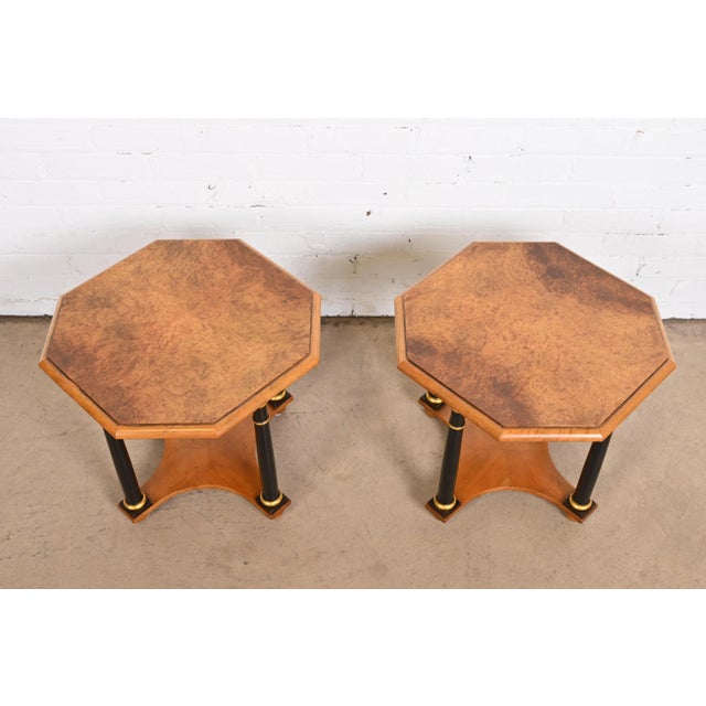 Wood Baker Furniture Neoclassical Burled Walnut Tea Tables, Pair For Sale - Image 7 of 10