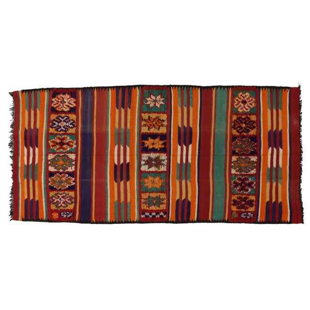 Berber Tribes of Morocco Vintage Taznakht Moroccan Kilim Rug - 06'03 X 13'03 For Sale - Image 4 of 5