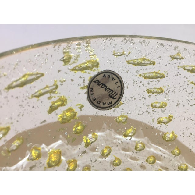 Stylish Murano Glass Bowl Gold flecks with Infused Bubbles from the 1960s. Still has original Murano label.