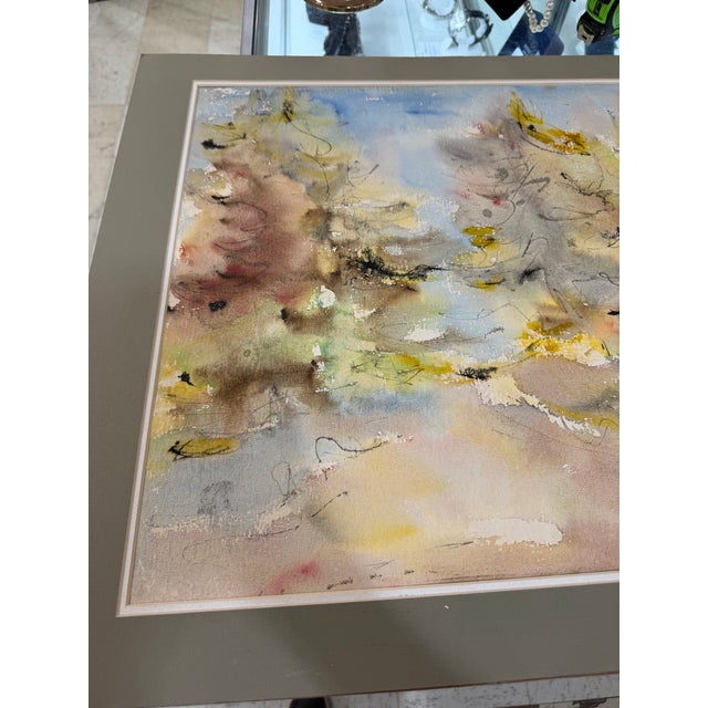 1960s 1960s Original Watercolor Pastel Landscape Painting by Nadine Vartanian 22x28 For Sale - Image 5 of 7