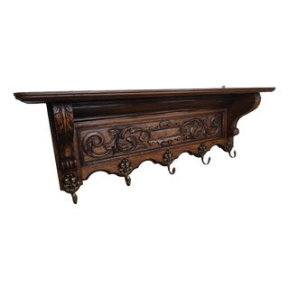 Vintage French Coat Rack in Oak For Sale