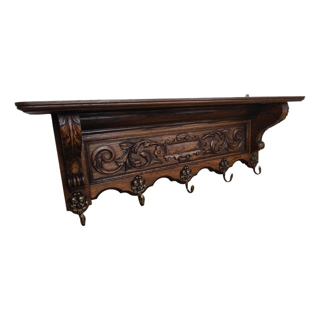 Vintage French Coat Rack in Oak For Sale