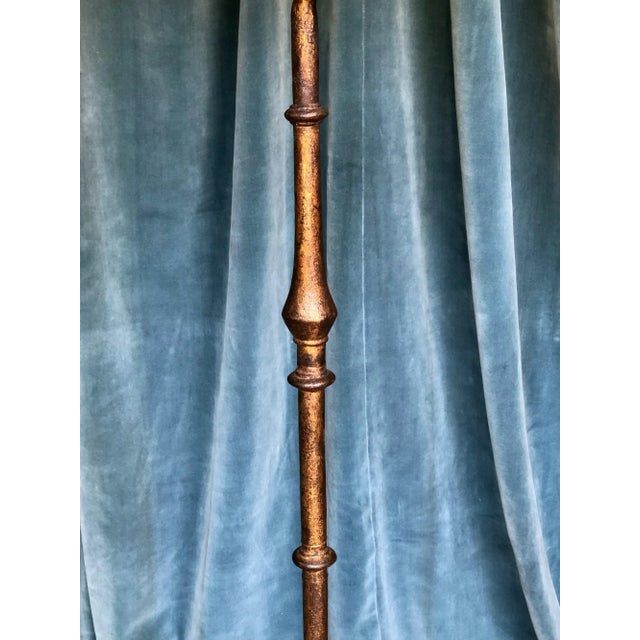 Metal Spanish 1950s Gilt Iron Floor Lamp on a Tripod Base For Sale - Image 7 of 13