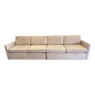 Mid-20th Century Modular Two-Piece Sectional Tuxedo Sofa in Original Silk Abstract Print Fabric for Bambergers of New Jersey - After Harvey Probber For Sale