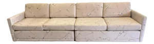Mid-20th Century Modular Two-Piece Sectional Tuxedo Sofa in Original Silk Abstract Print Fabric for Bambergers of New Jersey - After Harvey Probber