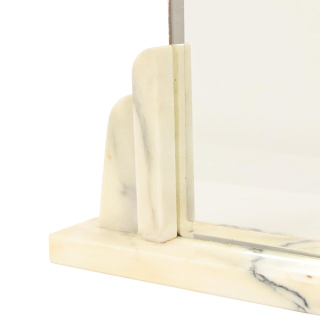 White Large Art Deco Photo Frame in Marble and Glass with Mirrored Border, 1930s For Sale - Image 8 of 18