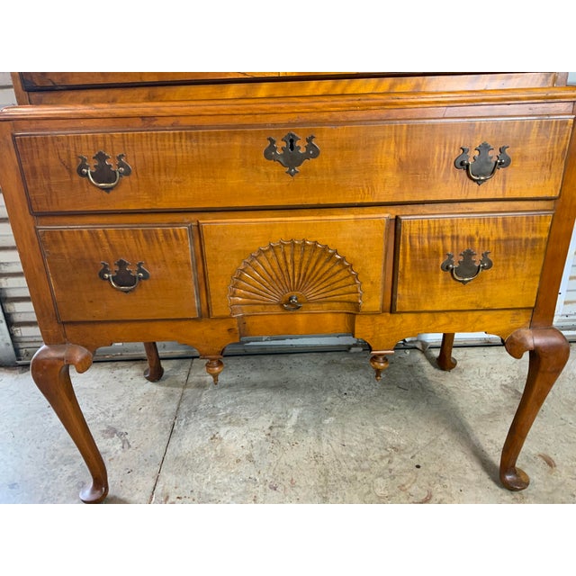 Early 20th Century Early 20th Century Curly Maple Highboy For Sale - Image 5 of 17