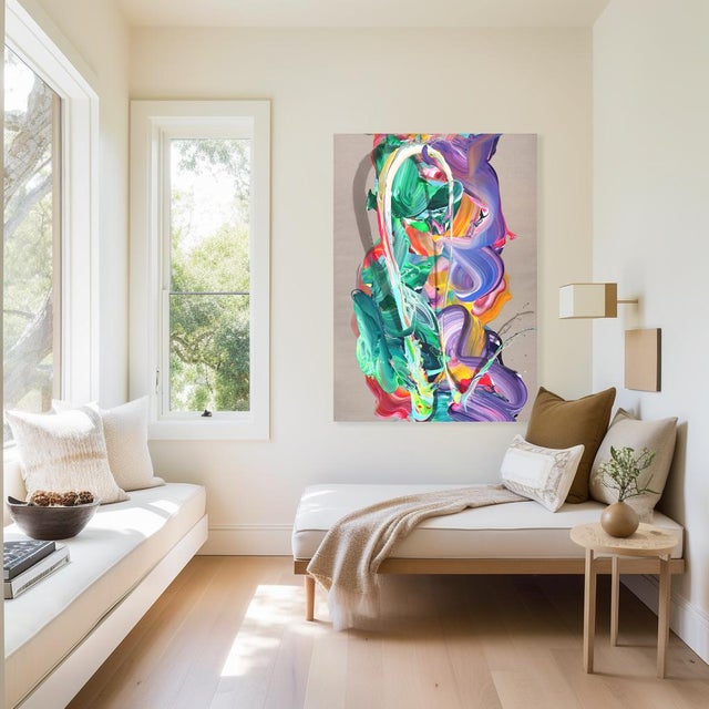The colorful abstract artworks of Romanian artist Alex Voinea are inspired by experiments with paint poured over vibrating...