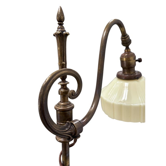 Bronze 1910s Floor Lamp With Adjustable Height and Glass Shade #2603 For Sale - Image 8 of 9