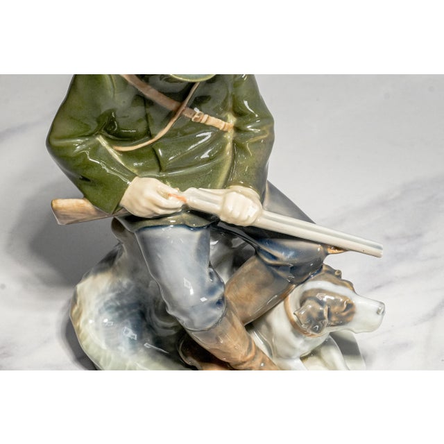 Vintage Royal Copenhagen Denmark Hand Painted Hunter With Dog Porcelain Figurine Christian Thomsen Sporting Country Home Decor For Sale - Image 4 of 14