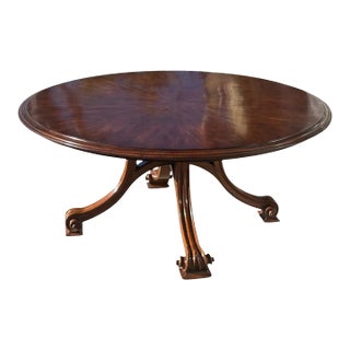 Therien Workshops for Dessin Fournir Round Volute Walnut Extension Dining Table For Sale