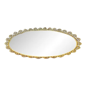 1950s Extra Large Matson Ormolu Oval Mirrored Vanity Tray / Mirror