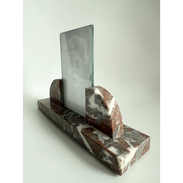 Early 20th Century French Art Deco Marble & Glass Table Top Picture Frame For Sale In Miami - Image 6 of 10