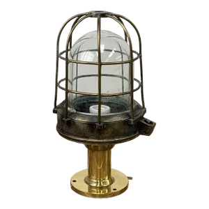 Nautical Post Light - Brass Cage - Clear Glass