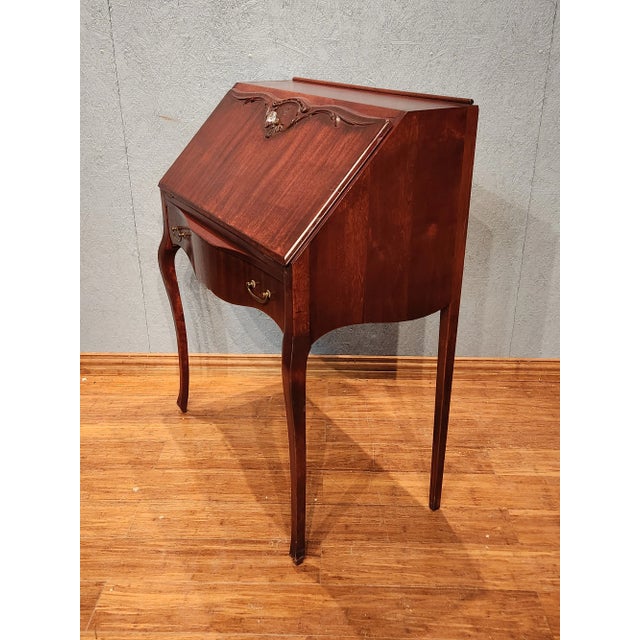 Traditional Early 20th Century Antique Mohogany Drop Front Secretaire Writing Desk For Sale - Image 3 of 12