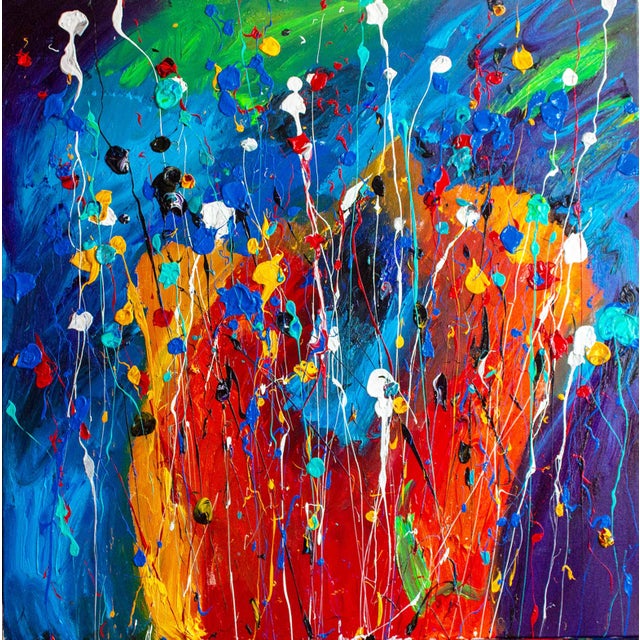 “Festive Palette – Abstract Expressionism” 40 X 40 In., Acrylic on Canvas (2021) For Sale