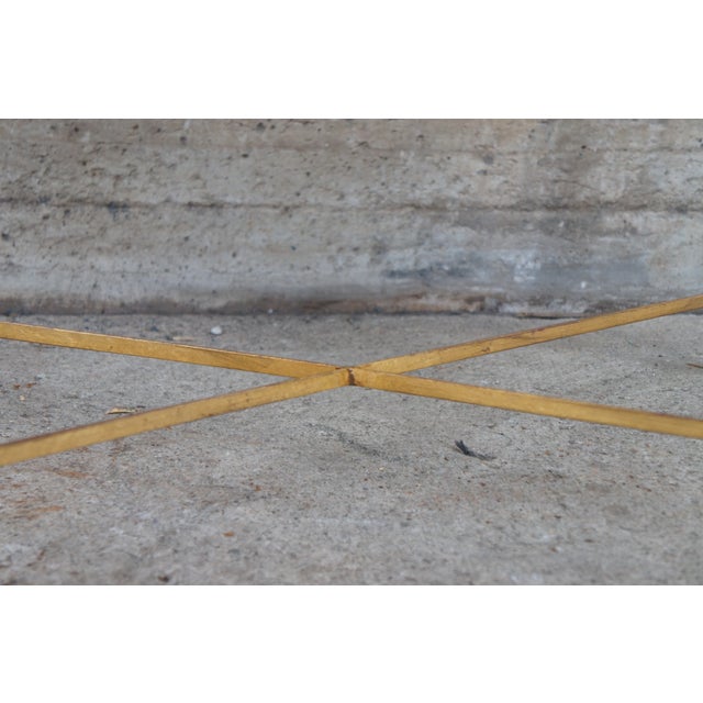 Late 20th Century Maitland Smith Maison Jensen Style Regency Gilt Iron Glass Coffee Cocktail Table For Sale - Image 5 of 11