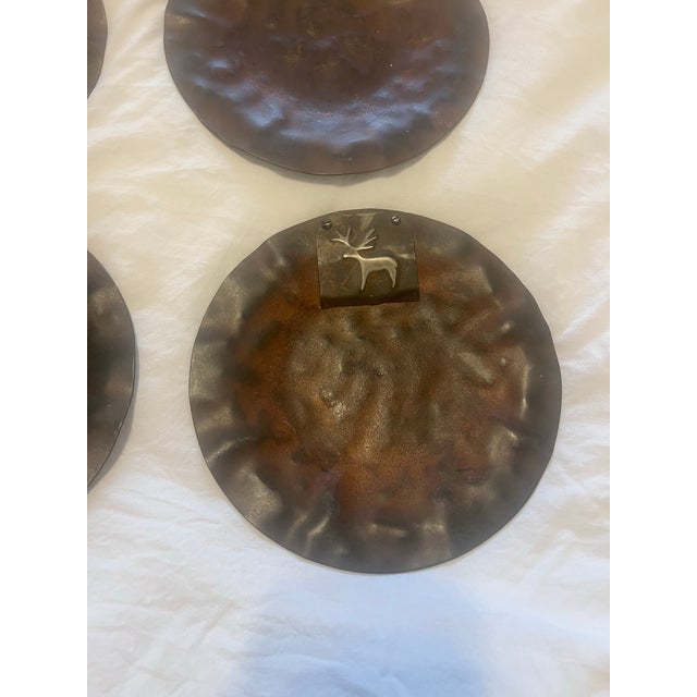 Jan Barboglio Moose Metal Plates 4 Piece Set Rustic Handcrafted Wildlife Decor Collection For Sale - Image 4 of 12