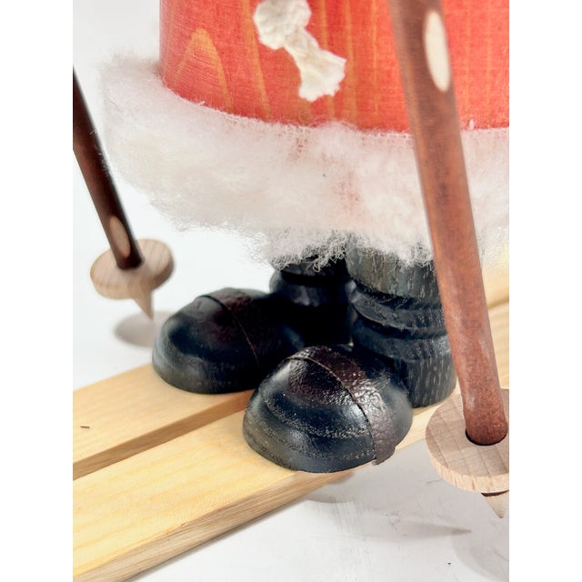 Red Christian Ulbricht German Santa Nutcracker on Skis - Erzgebirge Hand Carved Wooden Smoker - Vintage Alpine Holiday Decor For Sale - Image 8 of 13