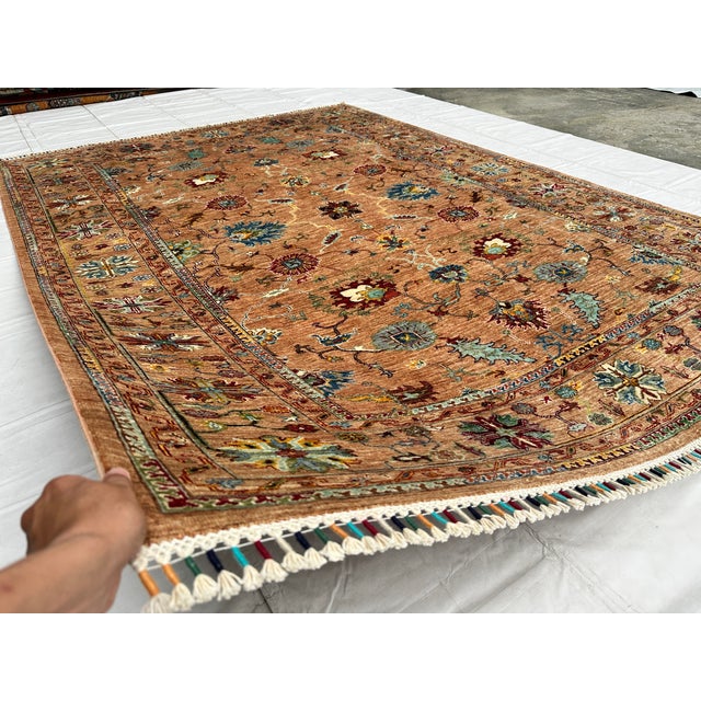 Camel Sultanabad Hand-Knotted Wool Rug - 9'3" X 6'9" For Sale - Image 4 of 17