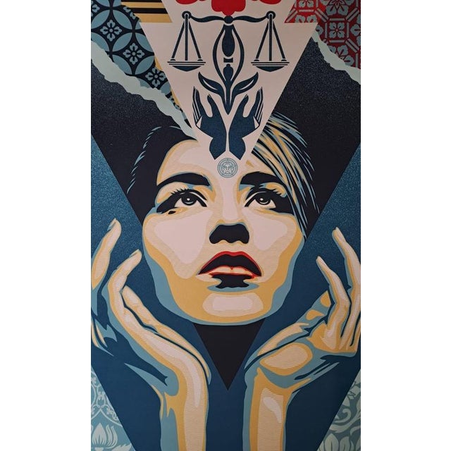 Modern Shepard Fairey, Raising Justice, Offset Lithograph For Sale - Image 3 of 6
