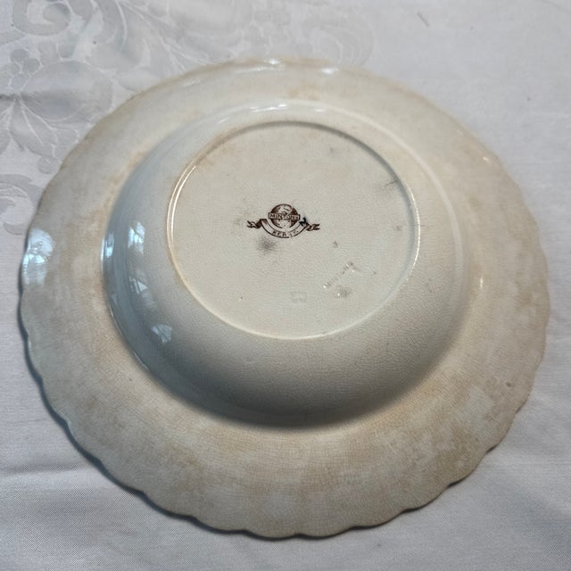 Antique Minton’s Kerry Rimmed Soup Bowl. Pattern color: Brown. Circa 1880. 10" diameter. Discoloration to plate. Fair...