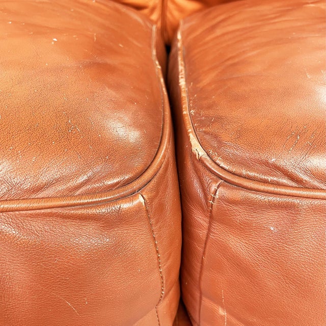 Modern Italian Brown Leather Sofa Twice by Cerri for Poltrona Frau, 1980s For Sale - Image 9 of 18