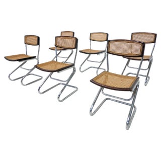 Mid-Century Modern Italian Cane Chairs, 1960s, Set of 6 For Sale