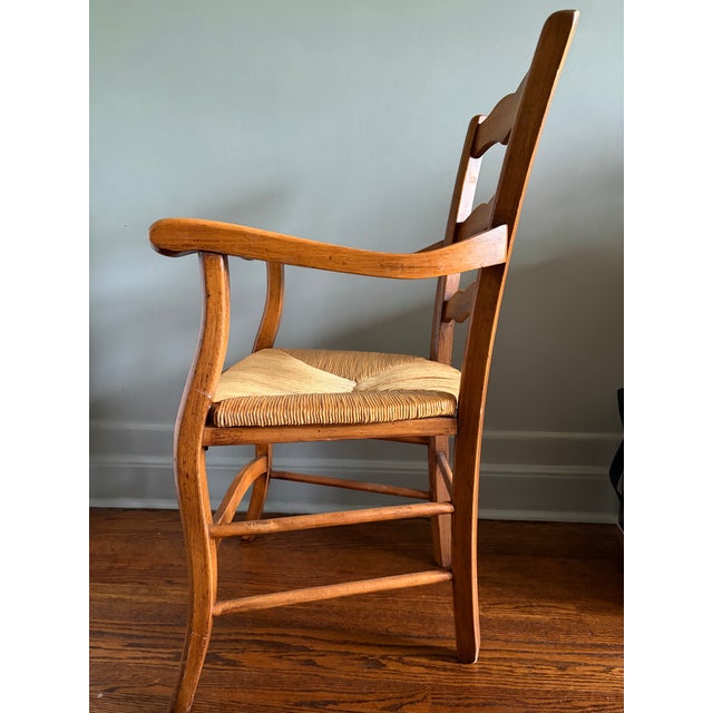 1990s Pair of Ladder Back Straw Seat Chairs For Sale - Image 10 of 11