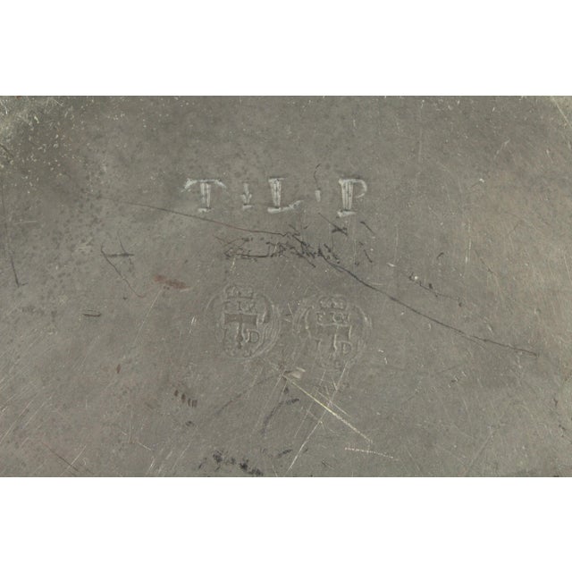 18th Century 18th C. Georgian Large Pewter Plate Charger 11.75" Crowned Hallmarks For Sale - Image 5 of 8