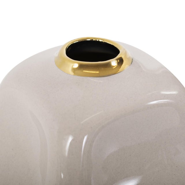 Kenneth Ludwig Chicago Christana Concaved Ceramic Vase- Tall For Sale - Image 4 of 9