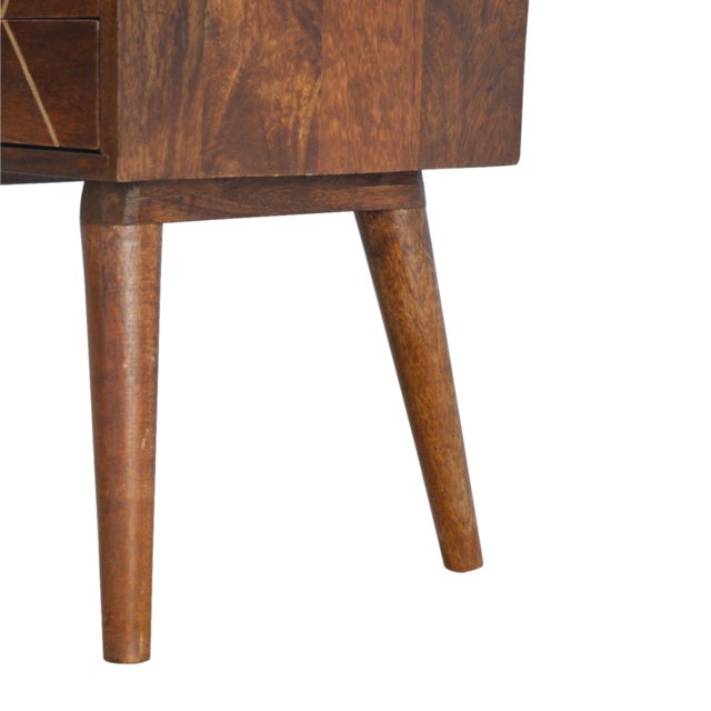 Geo Brass Inlay Chestnut Nightstand For Sale In Philadelphia - Image 6 of 7