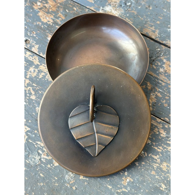Vintage Modernist Sculptural Hand Wrought Copper Vessel With Spiral + Leaf Detail by Frank Rebajes, Circa 1940s-50s For Sale - Image 10 of 12