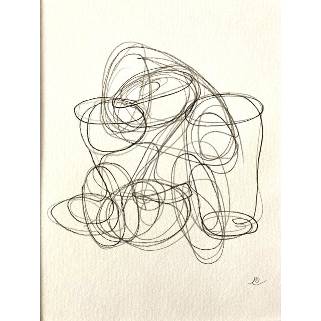 Original Contemporary Abstract Pen and Pencil Line Drawing on Paper by ...