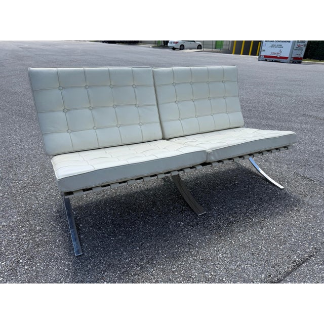 Animal Skin Mid 20th Century Barcelona Style Chairs in Stainless Steel and Leather Heavy Weight For Sale - Image 7 of 12
