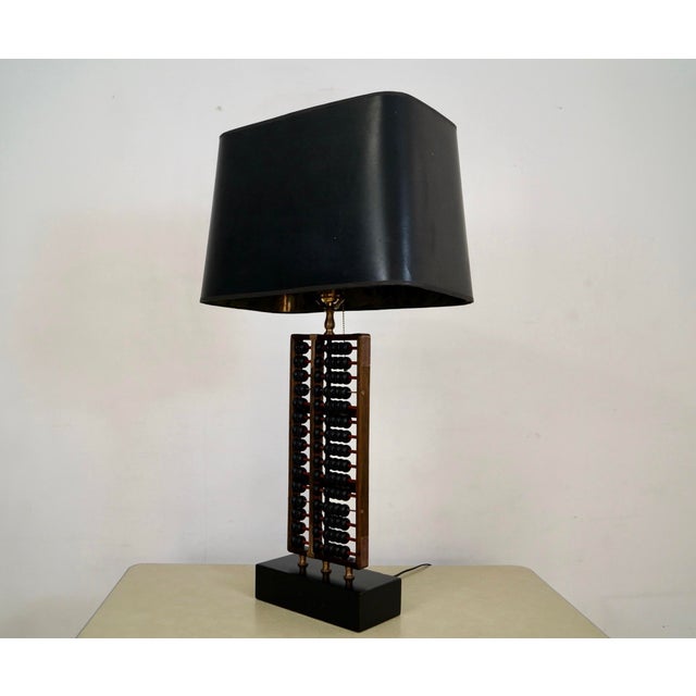 Baker Furniture Company 1950’s Mid-Century Asian Modern Abacus Table Lamp For Sale - Image 4 of 12