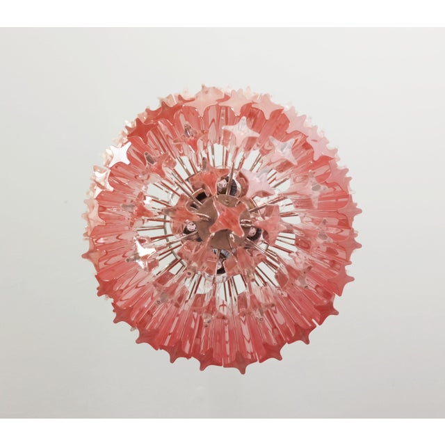 Pink Murano Glass Chandelier with 112 Pink Quadriedri, 1990s For Sale - Image 8 of 18