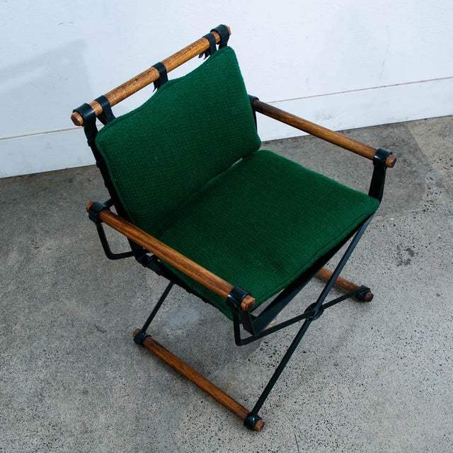 Wood Mid Century Danish Modern Armchair Chair Attributed to Cleo Baldon Terra Green Metal Wood MCM For Sale - Image 7 of 12