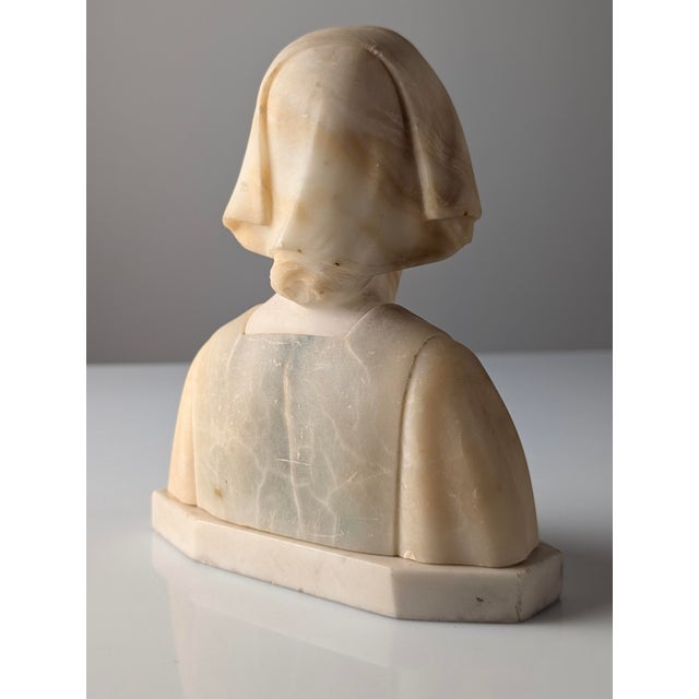 Gustave Van Vaerenbergh, Bust of a Young Girl, 1900s, Alabaster For Sale - Image 11 of 13