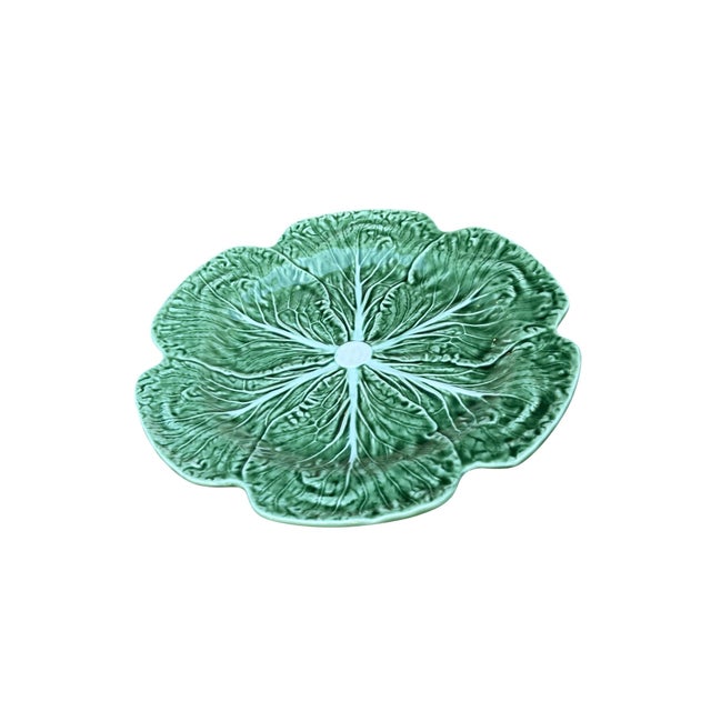 Bordallo Pinheiro Green Cabbage Platter Majolica 12” Late 20th Century For Sale - Image 6 of 11